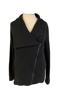 H By Bordeaux Women’s Size  S/M Black Assymetrical Zip Sweater Jacket  ,collared - Picture 1 of 9