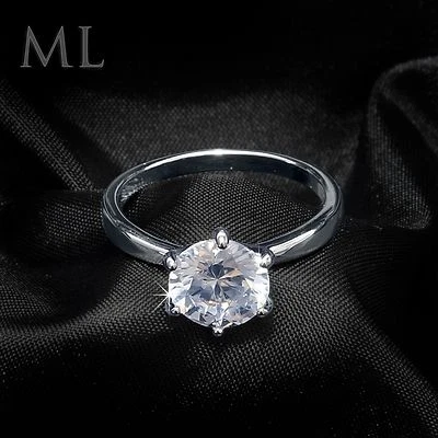 2.5 Carat Round Cut Solitaire Bridal Engagement RING Simulated White Gold Plated - Image 1 of 4