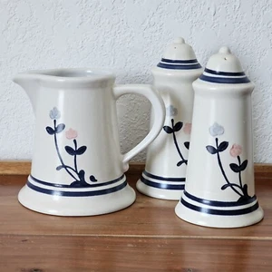 3pc Pfaltzgraff Windsong Salt Pepper & Creamer Set 6" stoneware  - Picture 1 of 11