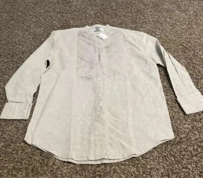 Blusa Geoffrey Beene NUEVA CON ETIQUETAS 100 % lino abotonada talla 6 Foto 1 de 3