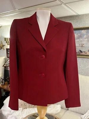 Chaqueta Blazer De Colección CASUAL CORNER Rojo Borgoña Para Mujer Talla 2 Vacaciones Carrera Años 80 Foto 1 de 4