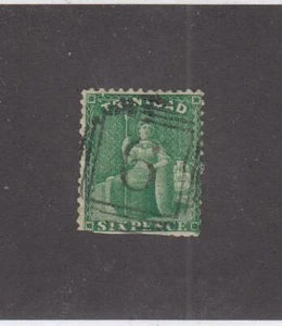 TRINIDAD (MK962) # 41 F-USADO BORDE DE CORTE 6p 1863 BRITANIA/VERDE AZUL PROFUNDO CV $73 - Imagen 1 de 1