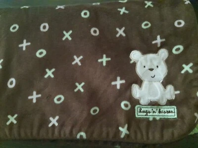 Just One Year Carters 棕色熊拥抱 n Kisses XOXO 婴儿毯 绿色夏尔巴人 — 第 1/4 张图片