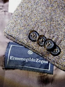 Abrigo Blazer Chaqueta ERMENEGILDO ZEGNA Lona Completa Lana Cachemira Seda Tweed 52 42S - Imagen 1 de 8