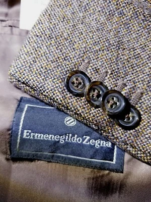 Abrigo Blazer Chaqueta ERMENEGILDO ZEGNA Lona Completa Lana Cachemira Seda Tweed 52 42S Foto 1 de 4