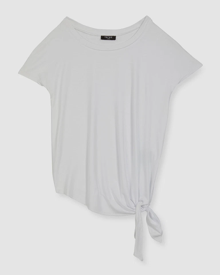 $46 Terez Niña Blanco Corbata Lateral Manga Corta Jersey Camiseta Top Talla 16 Foto 1 de 1