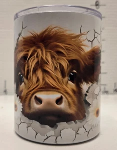 Highland Cow Stainless Steel Tumbler Travel Mug With Clear Lid - Picture 1 of 10