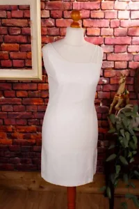 Vintage 90s Etuikleid Sommerkleid weiß elegant Leinenmix GIORGIO 38 - Bild 1 von 6