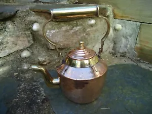 Kettle Copper & Brass Victorian Style / Tea Coffee Pot Cooking /Farm house Small - Picture 1 of 10