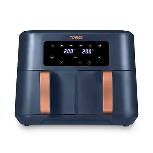 Tower Vortx 8.5L Dual Basket 2400W Air Fryer Midnight Blue & Rose Gold T17137MNB - Picture 1 of 8