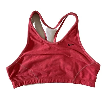 Двусторонний спортивный бюстгальтер Nike большой розовый с сеткой белый хлопок черный Swoosh - Изображение 1 из 4