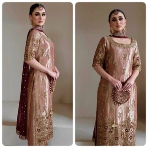 BOLLYWOOD NEW PLAZZO SUIT ETHNIC INDIAN KAMEEZ SALWAR PAKISTANI DESIGNER WEDDING - Picture 1 of 11