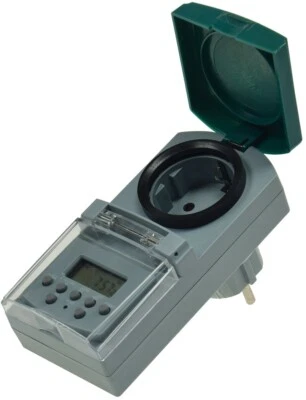 digitale Wochen-Zeitschaltuhr für Innen +Außen 7 Tage,Einsteckschutz 230V, 1800W - Bild 1 von 2
