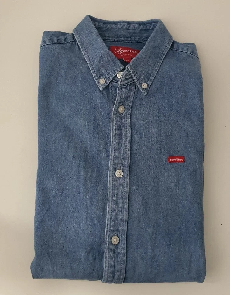 Supreme Long Sleeve Denim Casual Button-Down Shirts for Men for