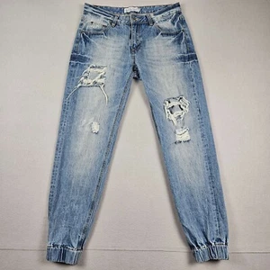 Madison Square Jeans Womens Size M Blue Zip Distressed Denim Mid Rise #1018 - Picture 1 of 12