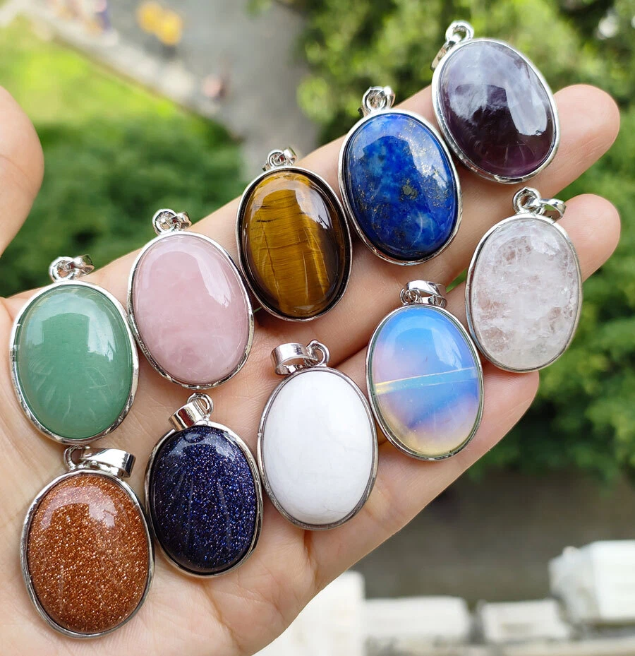 10 шт. кулоны с аметистом лазуритом опалом овальный магический амулет - Изображение 1 из 1
