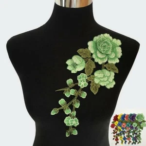 Parches bordados de flor rosa aplique ropa vestido de boda costura hágalo usted mismo decoración - Imagen 1 de 15