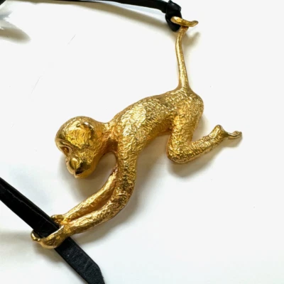 Cinturón de Colección Años 70 Christopher C Ross Oro Latón Mono Hebilla c. '78 Foto 1 de 4