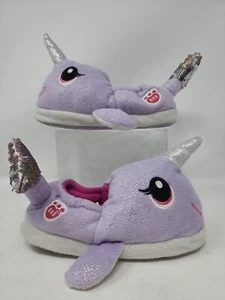 Build-A-Bear Narwhal Girl's Sequin Slippers Child Size Small 13/1 ~ EUC - Picture 1 of 8