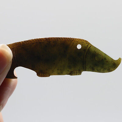 Chinese Oriental Culture Hand Carved Green Jade Jasper Fish Amulet Pendant D19 • 16.62$