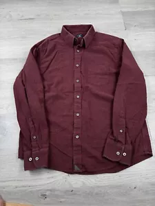 Untuckit Shirt Mens L Maroon Sherwood Slim Fit Long Sleeve Cotton Flannel - Picture 1 of 11