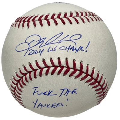 Doug Mientkiewicz Signed ROMLB Baseball w/ 3 Ins Beckett Witness BAS COA - Image 1 of 4