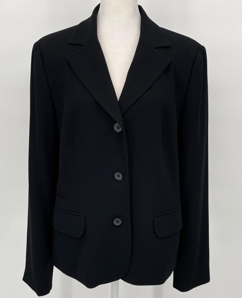 Blazer Mujer Colección Nygard 12 Negro 3 Botones Forrado Carrera Oficina Chaqueta Foto 1 de 4