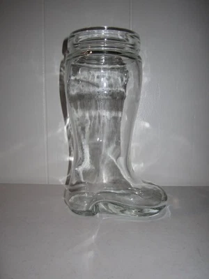 Taza de bota Stein grande de vidrio de cerveza vintage de 1 litro 9 de alto 3/4" de diámetro en la parte superior Foto 1 de 4