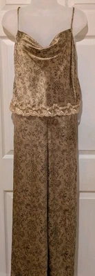 De Colección Y2K Victoria’s Secret Pijama Cami y Pantalones Conjunto Talla L Dorado Floral/Paisley, Encaje Foto 1 de 4