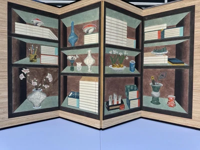 Antiguo panel de pintura acuarela coreano Chaekgeori pantalla Japón erudito chino Foto 1 de 4