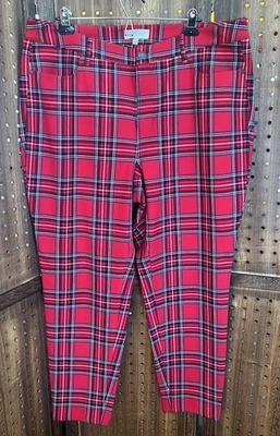 Calça Talbots Plus Feminina 18W Xadrez Tartan Vermelha Cintura Alta Hampshire Punk Ska - Imagem 1 de 4