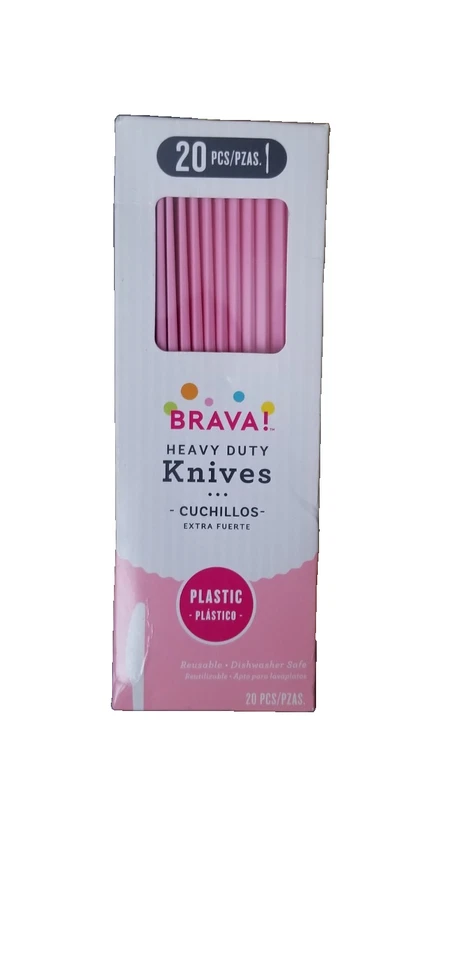 Paquete de 20 cuchillos de plástico rosa intenso Amscan desechables para todas las ocasiones Foto 1 de 1