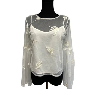 Hollister Womens New Top Sz XS Layered Sheer Blouse with Cami Embroidery Romance - Picture 1 of 10