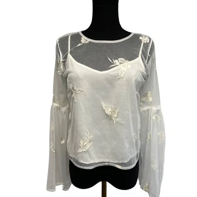 Nuevo Top Hollister para Mujer Talla XS Blusa Transparente en Capas con Cami Bordado Romance Foto 1 de 4