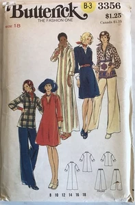 Vintage Butterick 1970s Uncut Sewing Pattern 3356 Dress, Top, Pants, Size 18 - Picture 1 of 2