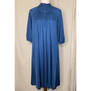 Abito Volup Blu Navy Trapuntato Anni 70 Giovane Edoardiano Arpeja Vittoriano Revival L - Foto 1 di 4