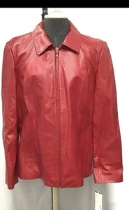 Covington Women’s Wine Red Zip Front Scuba Leather Jacket  Size XL - Picture 1 of 6