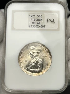 1921 Pilgrim Tercentenary Commemorative Silver Half Dollar 50c Coin NGC MS64 - Picture 1 of 5