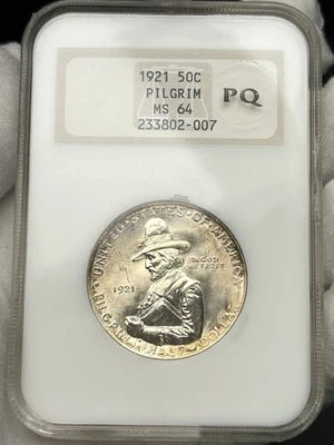 1921 Pilgrim Tercentenary Commemorative Silver Half Dollar 50c Coin NGC MS64 - Image 1 of 4