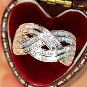 Glamorosos anillos plateados de circonita cúbica para mujer talla 6-10 - Imagen 1 de 8