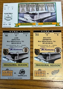 VINTAGE BOSTON BRUINS (2) UND CELTICS FLEET CENTER ERÖFFNUNGSSAISONKARTE STUBS - Bild 1 von 2