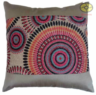 Funda/Funda de Almohada Decorativa Rosa Multicolor Jacquard-Círculo Tejido Satinado Foto 1 de 4