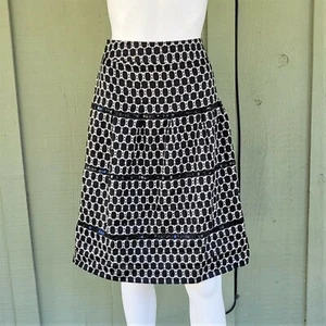 ANN TAYLOR LOFT Black Print Sequin Cotton Skirt 10 Prairie Style - Picture 1 of 4