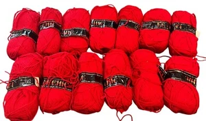 Lotto 14 matasse filato rosso vintage Le Chic 100% acrilico maglia e uncinetto - Foto 1 di 4