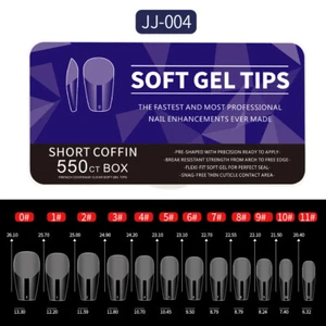 550pcs Soft Gel Tips Seamless Semi Frosted Full Cover Clear False Press On Nails - Picture 1 of 14