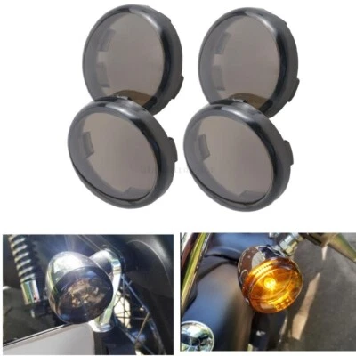 4PCS Smoke Turn Signal Light Lens Cover Cap For Harley Sportster Street Glide - Image 1 of 4