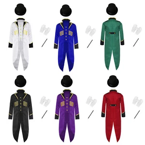 Kids Boys Girls Tuxedo Long Sleeve Tailcoat Party Victorian Vacation Halloween - Picture 1 of 77