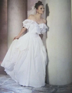 Vintage 80s Laura Ashley White Floral Wedding Dress with Bows & Tulle Underskirt - Picture 1 of 5