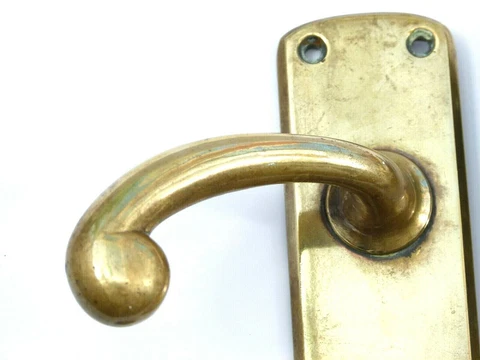 ONE PAIR LATE VICTORIAN ANTIQUE ART NOUVEAU BRASS LEVER DOOR HANDLES Cover
