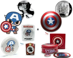 SILVER CAPTAIN AMERICA MINI HERO & SILVER SHIELD COIN SET - Bild 1 von 10